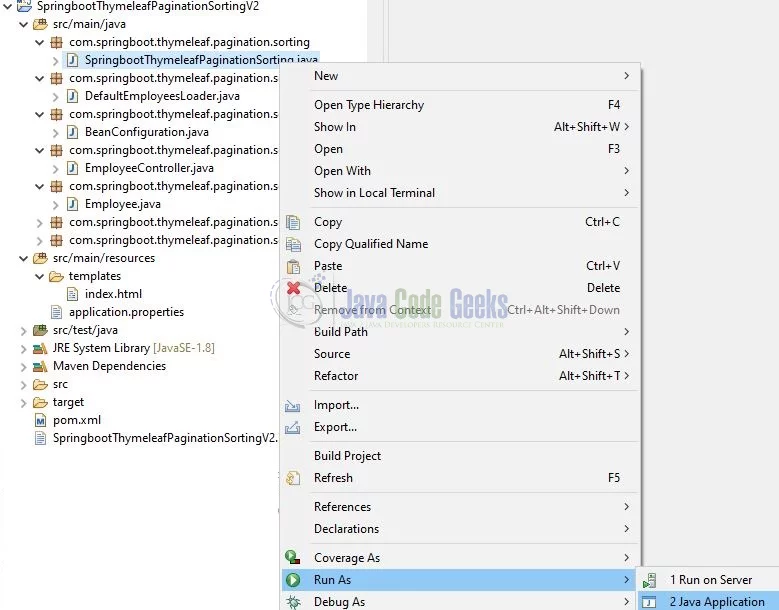 Spring Boot sorting thymeleaf - Run the Application