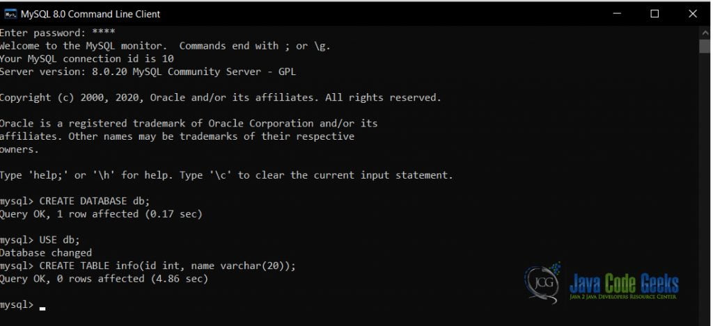 SQL Drop Table - Creation of the database and table