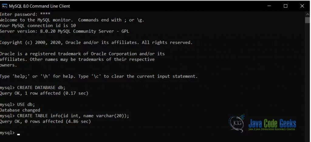 SQL Drop Table - Creation of the database and table