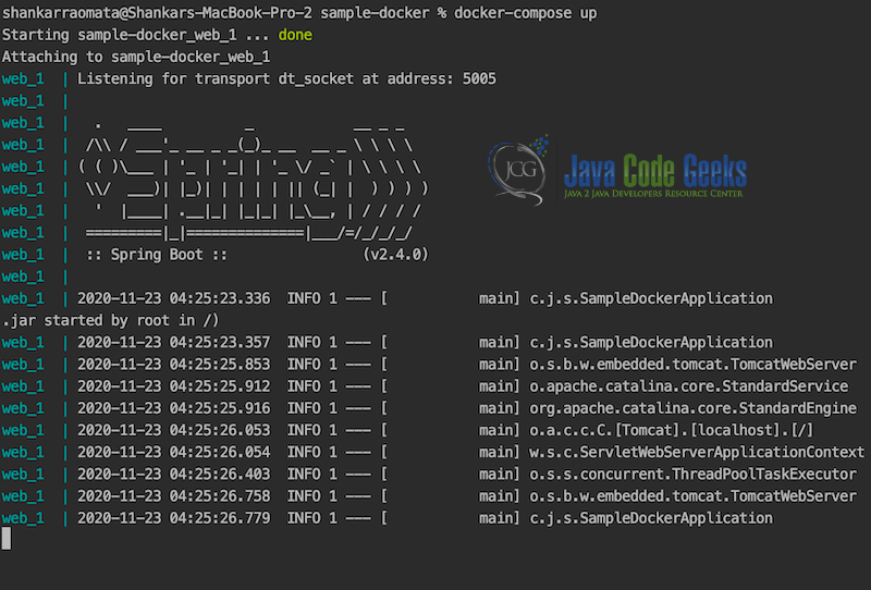 Boot Docker image - Server listening