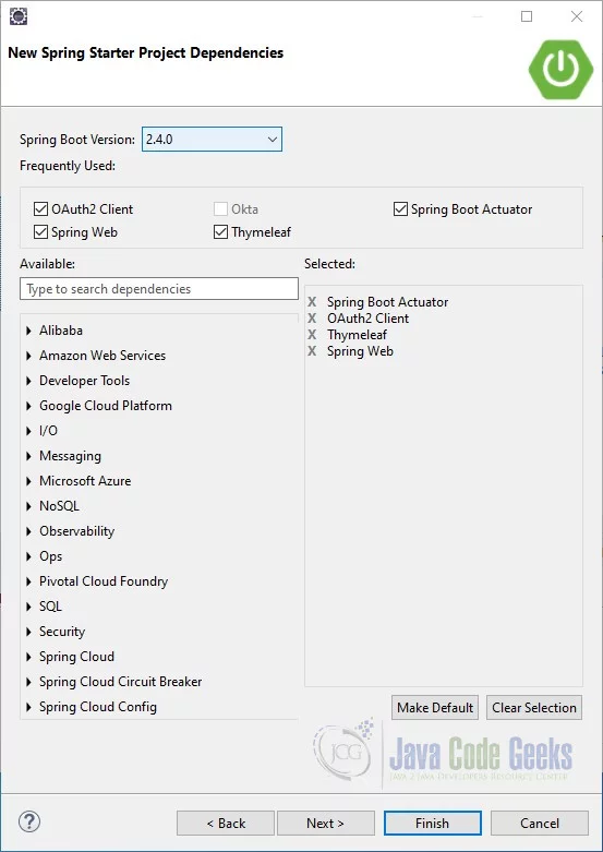 spring boot oauth2 - Project Dependencies