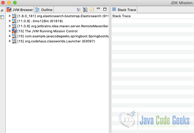 Java Thread Dump - jmc browser