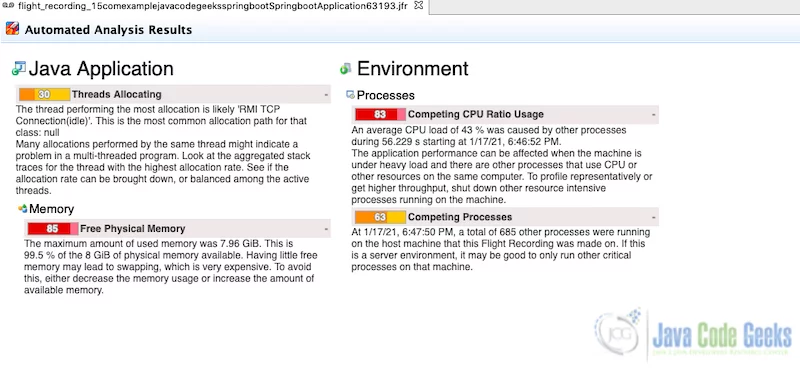 Java Thread Dump - flight recording