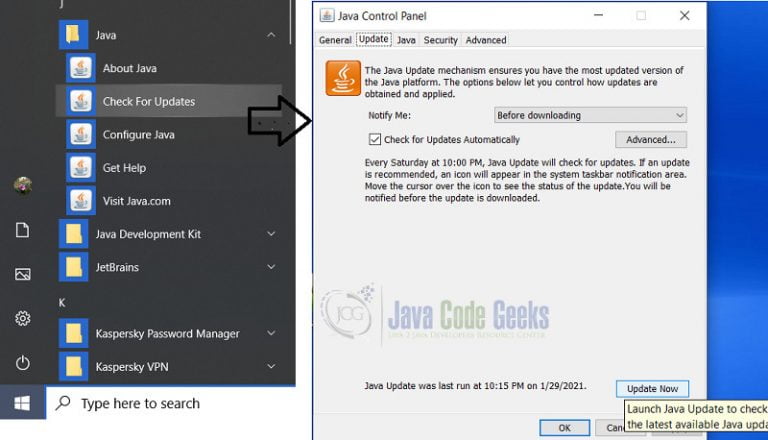 How to check Java Update - Java Code Geeks