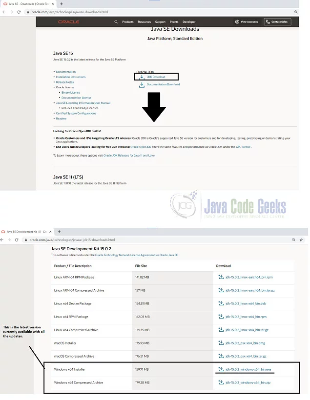 Latest java version available