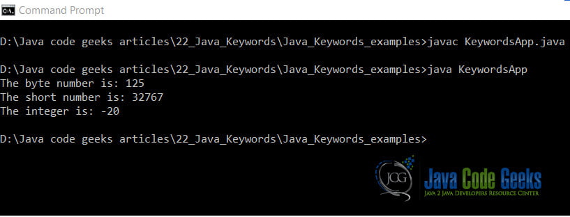 Java Keywords - Primitive data types as keywords