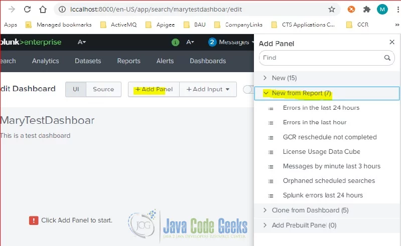 Splunk Dashboards - add panel