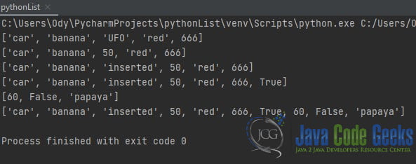 python list - Second Example Output