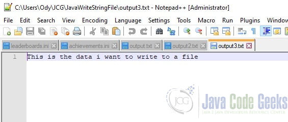 java write string to file - File Created with the FileOutputStream Example.
