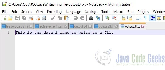 java write string to file - File Created with the FileOutputStream Example.