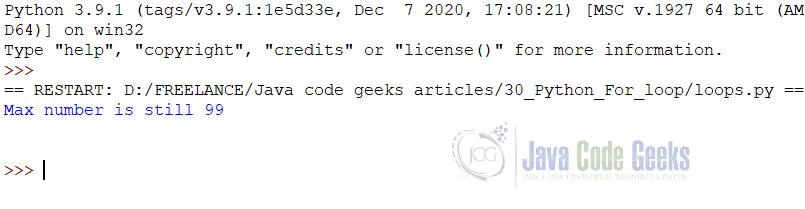 Else clause for for loop