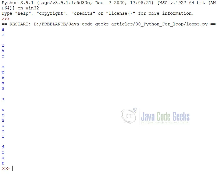 For loop with break clause
