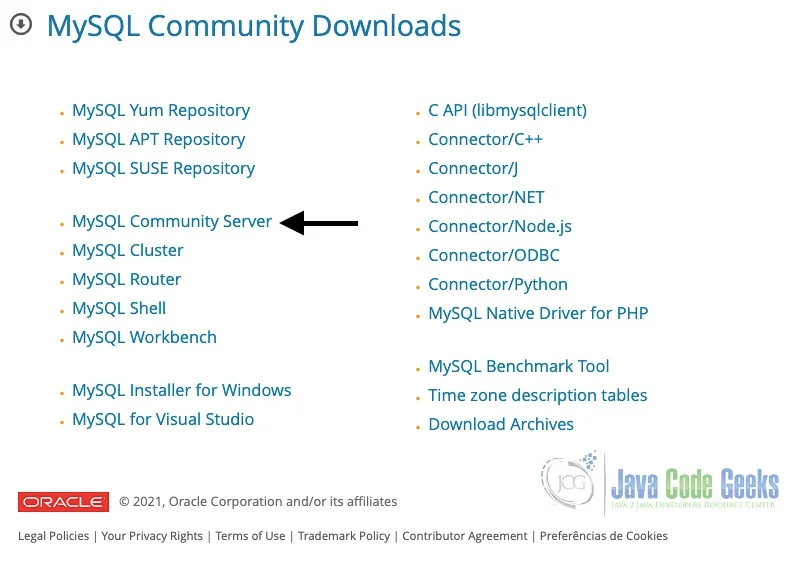 mysql download page