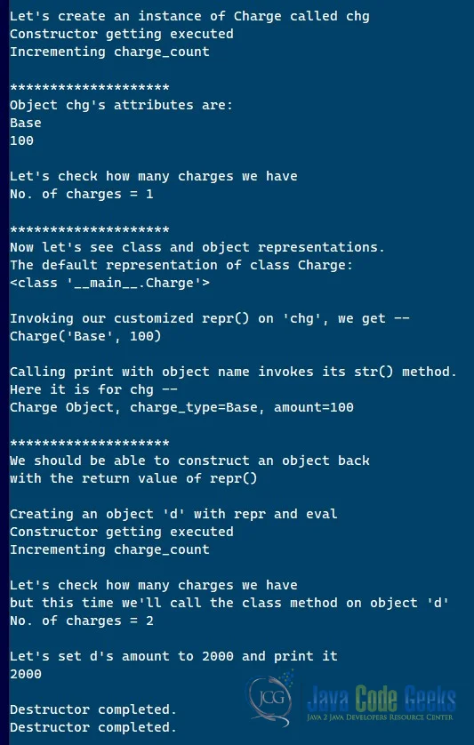 python class - output