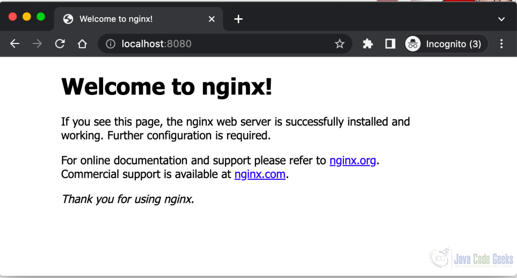 Fig. 5: Nginx Homepage.