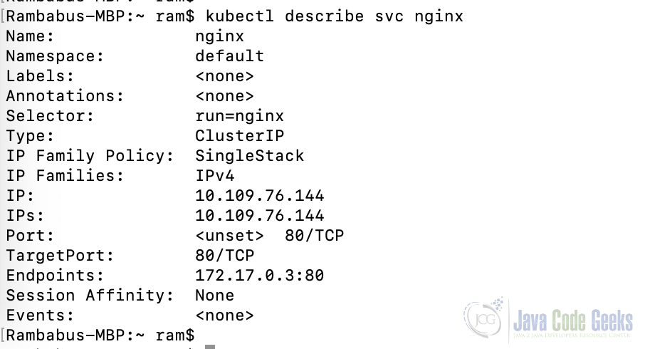 Fig-7:- kubectl description about nginx service