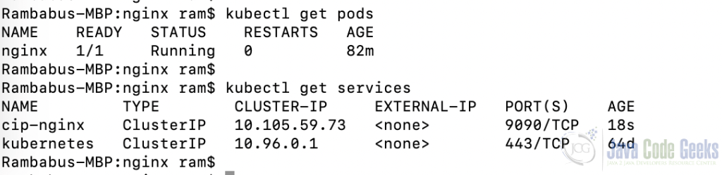 Fig-15:- nginx - Pod and ClusterIP service