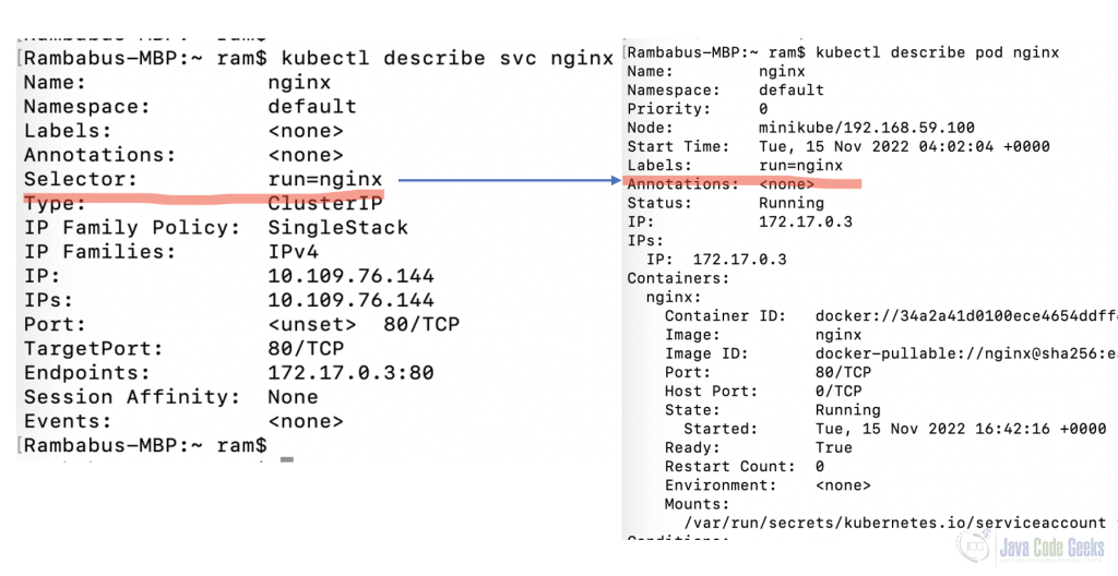 Fig-8:- Service label selector to select a Pod 