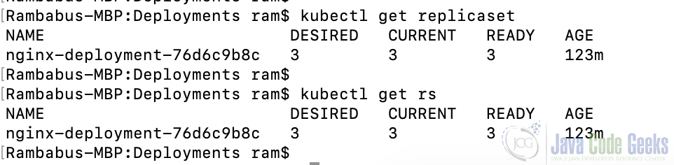 Fig-14:- The kubectl to list all replicasets