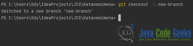 Fig. 1: git checkout -b new-branch Output.