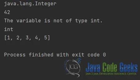 Fig. 1: Integer.class Vs. Integer.TYPE Vs. int.class Output.